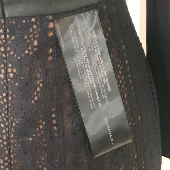 NEW BCBG MAXAZRIA 'NAHARA' Black Leather Look Lace Dress Size 8 approx S… - Picture 7 of 13